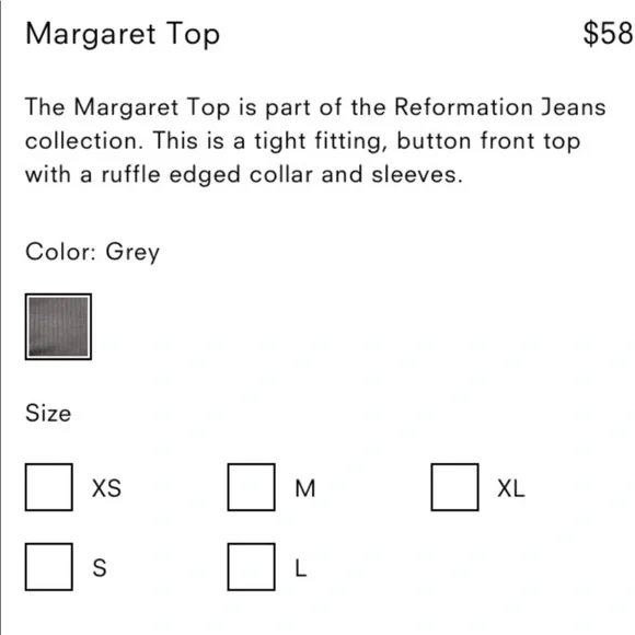 Reformation Margaret Gray Shirt Size M - Picture 4 of 8